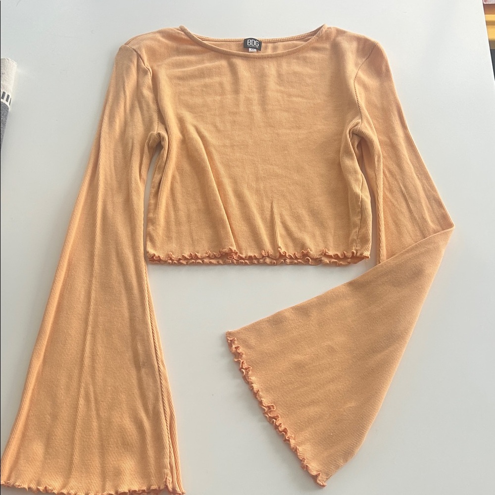 BDG Peach Bell Sleeve Crop Top
